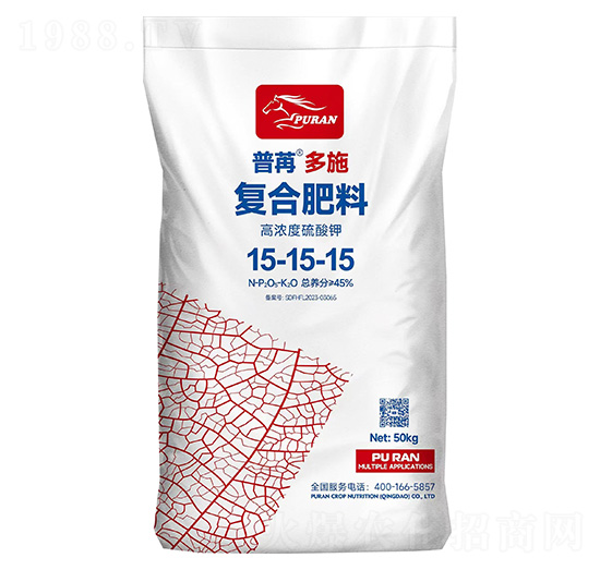 高濃度硫酸鉀復(fù)合肥料15-15-15-普苒多施